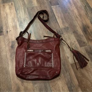 Lucky Brand Deep Red Boho Leather Crossbody